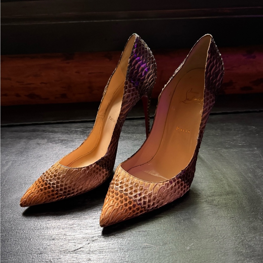 Christian Louboutin Snakeskin Pigalle/So Kate Pumps 42